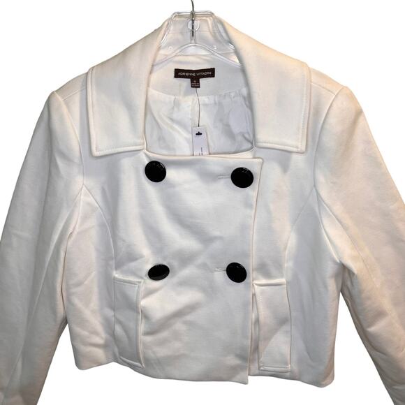 Adrienne Vittadini Double Breasted Crop Jacket Size 12 Autumn White Pockets NWT - Picture 6 of 8